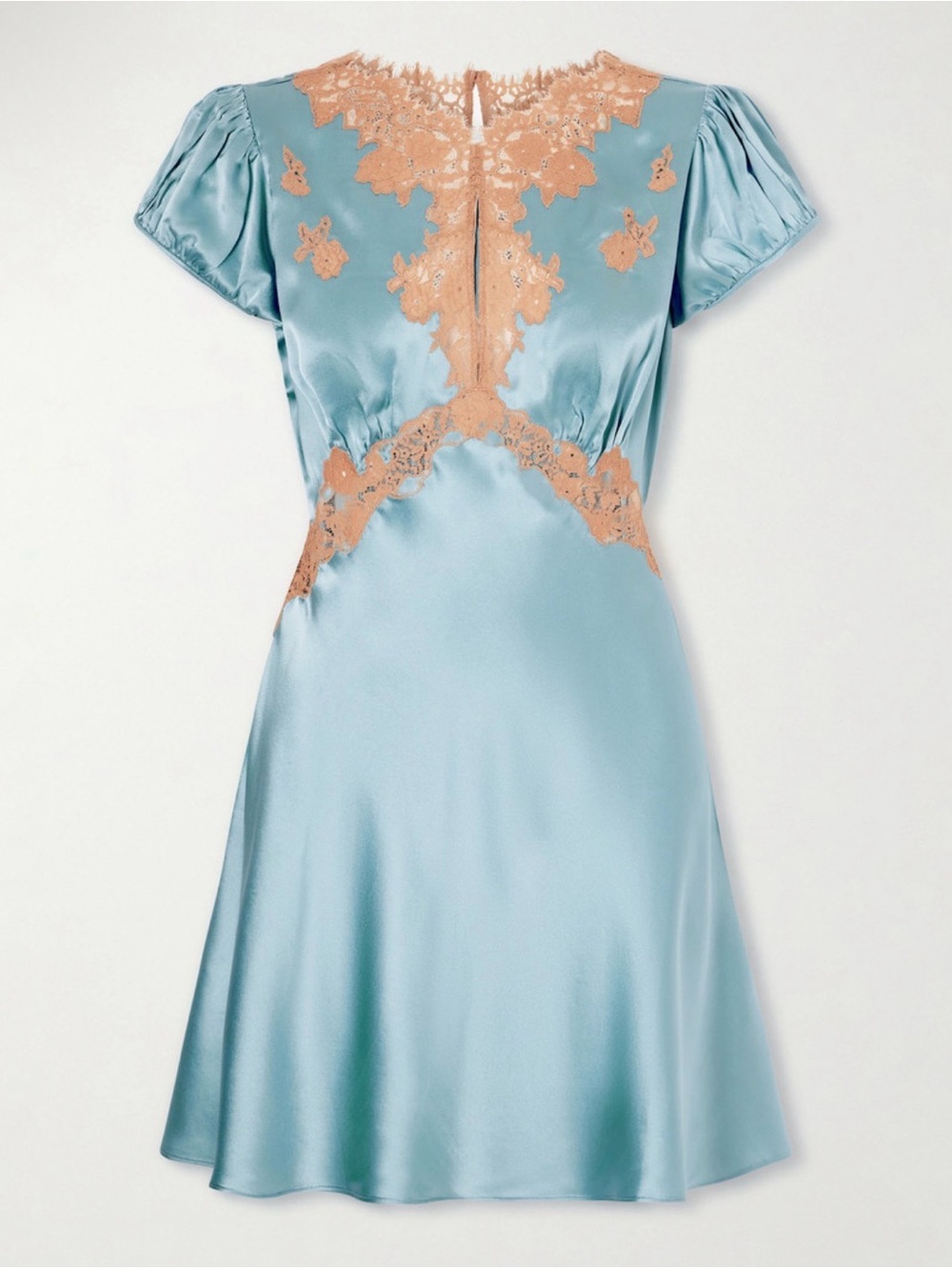DOEN Junia lace-trimmed silk satin minidress blue/aquamarine - Picture 1 of 3